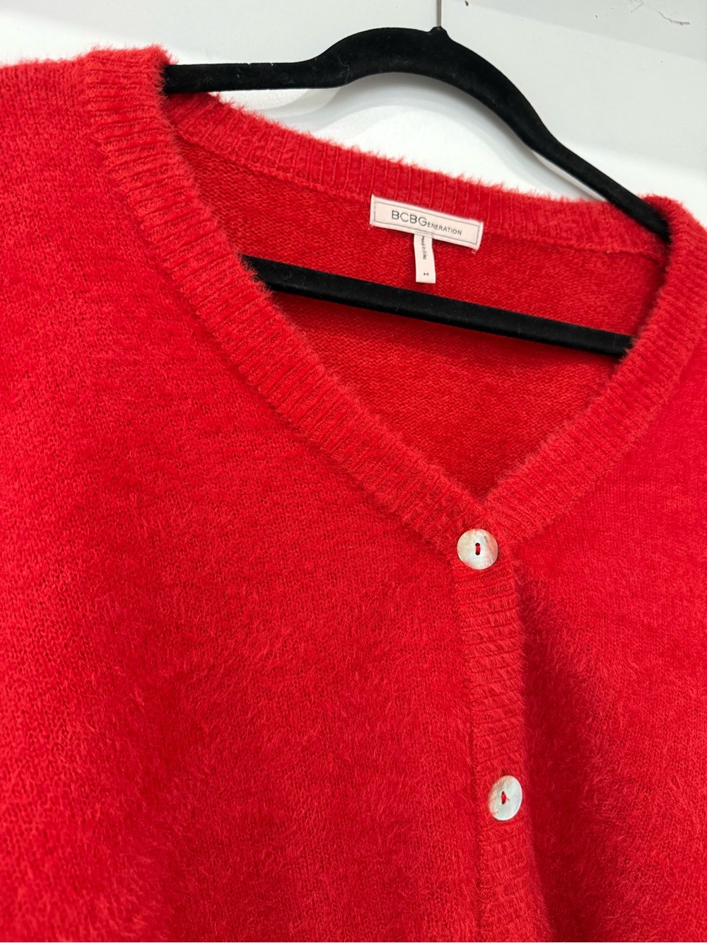 BCBGeneration Red Cropped Button-Front Cardigan - Picture 5 of 6